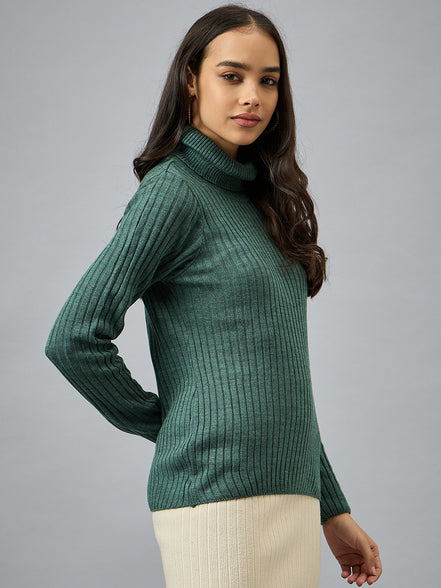Green Solid Sweater
