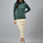 Green Solid Sweater