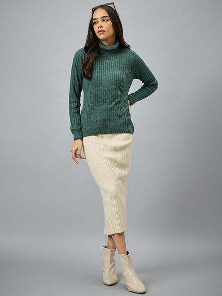 Green Solid Sweater