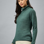 Green Solid Sweater