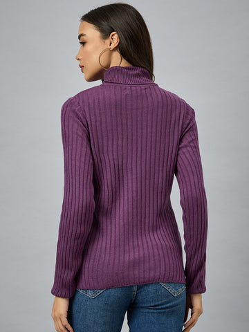 Purple  Solid Sweater