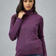 Purple  Solid Sweater