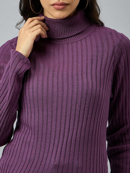 Purple  Solid Sweater