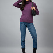 Purple  Solid Sweater
