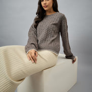 Brown Solid Sweater