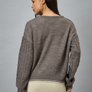 Brown Solid Sweater