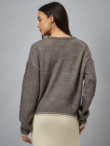 Brown Solid Sweater