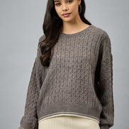 Brown Solid Sweater