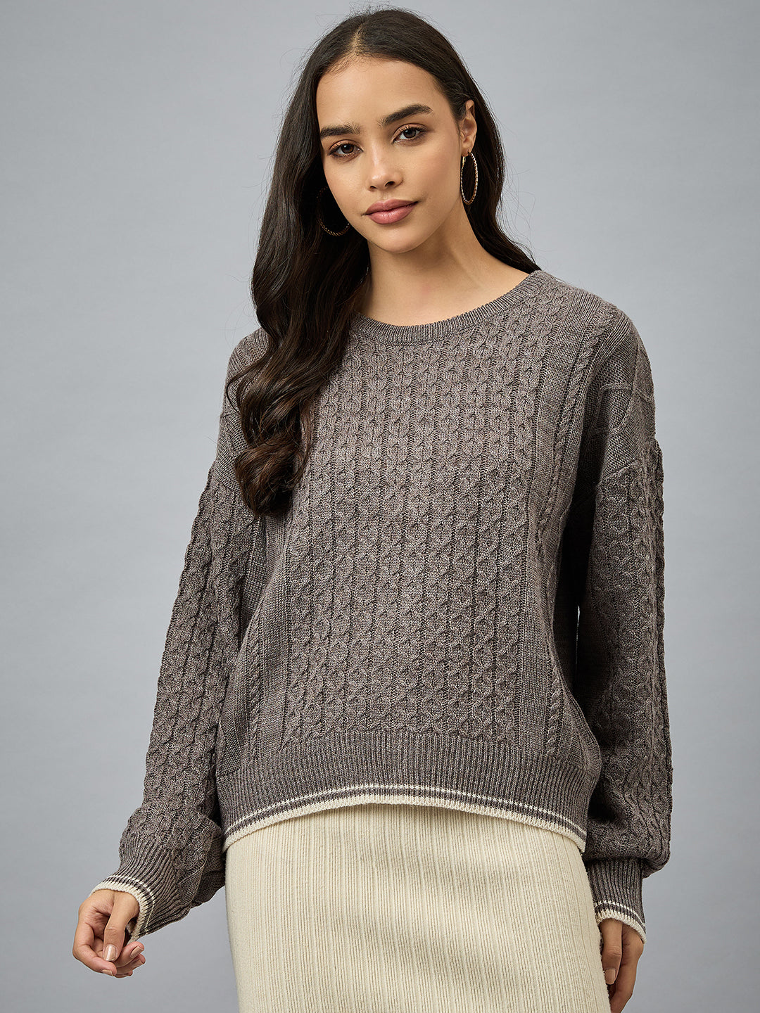 Brown Solid Sweater