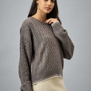 Brown Solid Sweater