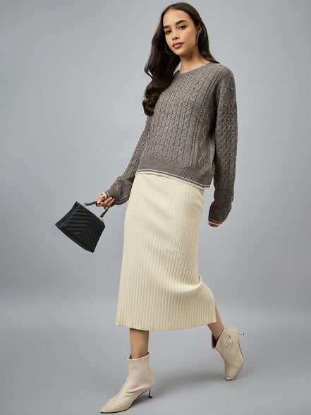 Brown Solid Sweater