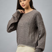 Brown Solid Sweater