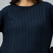 Navy Blue Solid Sweater