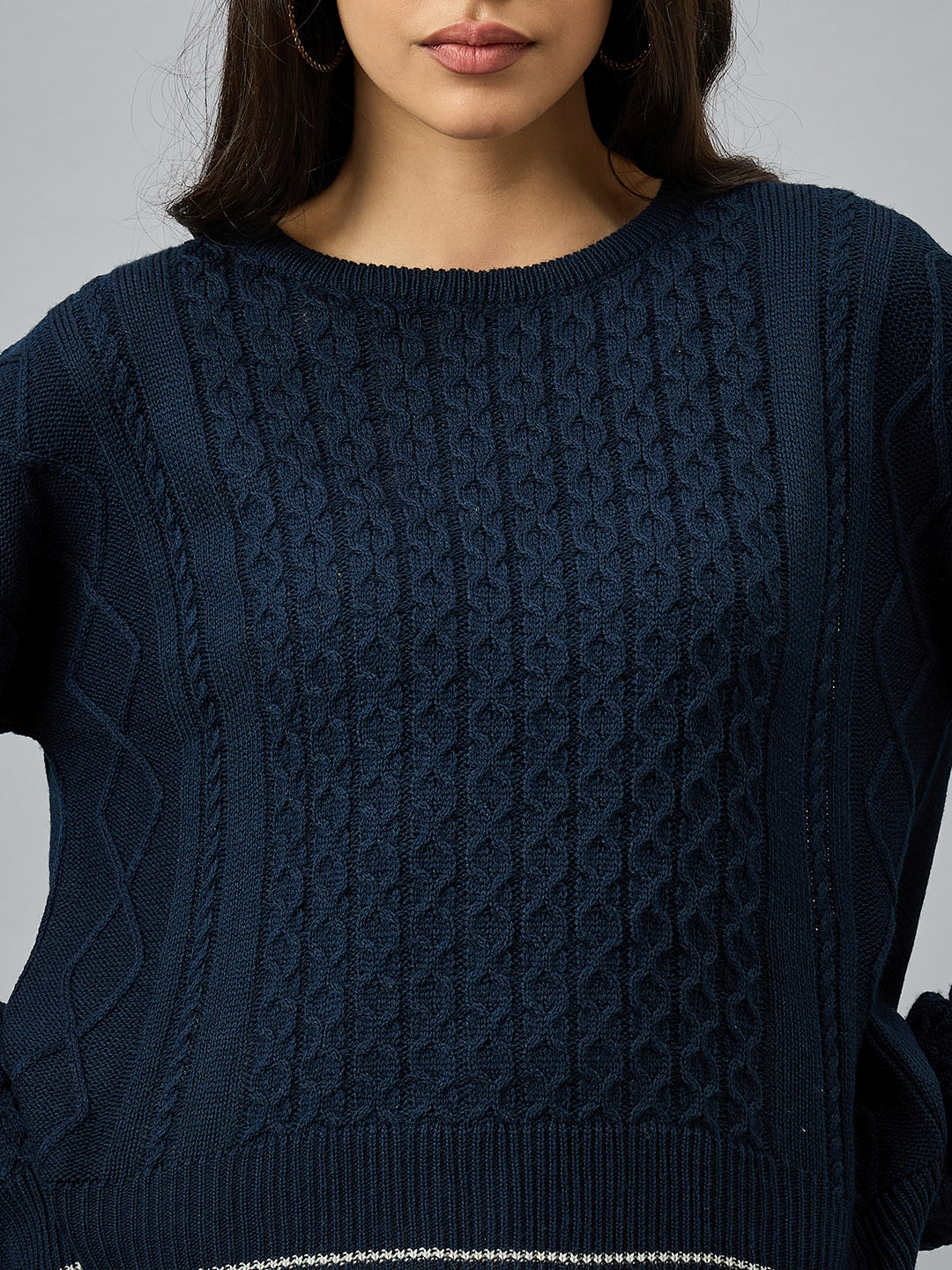 Navy Blue Solid Sweater