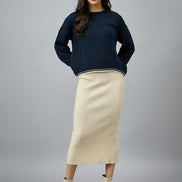 Navy Blue Solid Sweater