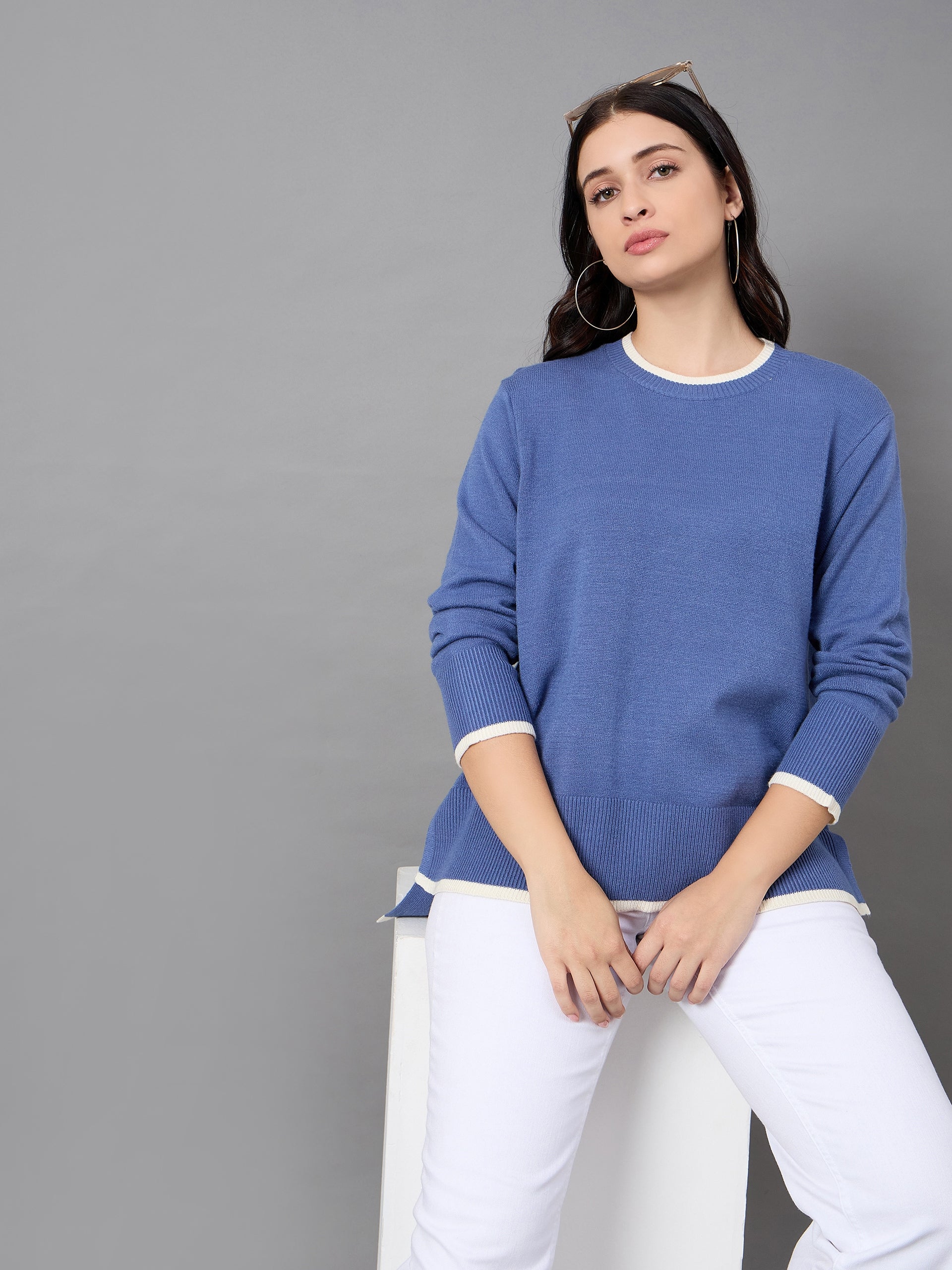 Blue Round Neck Sweater