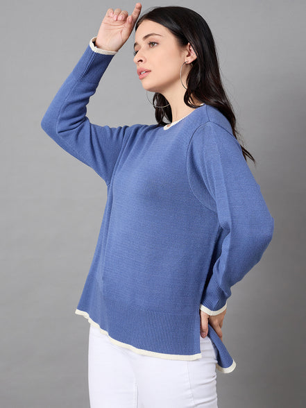 Blue Round Neck Sweater