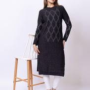 Dark Grey Self Design Kurti
