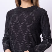 Dark Grey Self Design Kurti
