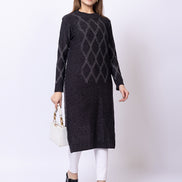 Dark Grey Self Design Kurti