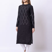 Dark Grey Self Design Kurti