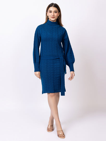 Blue Solid Dress