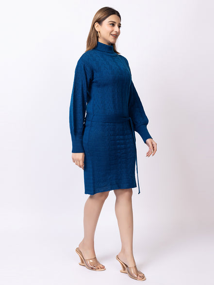 Blue Solid Dress