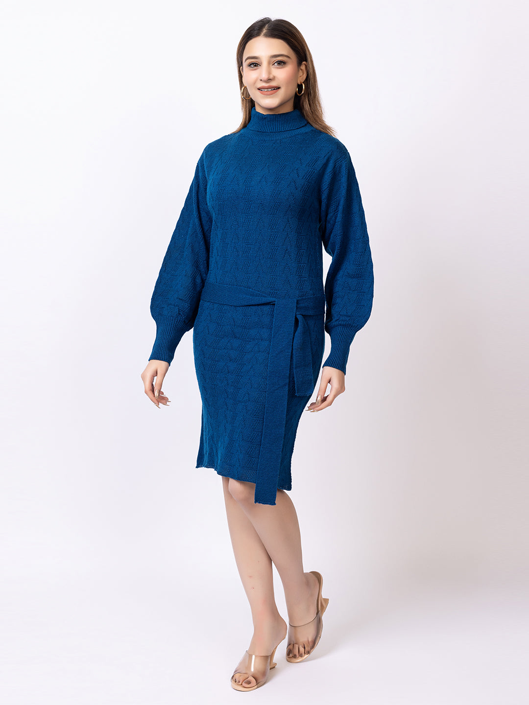 Blue Solid Dress