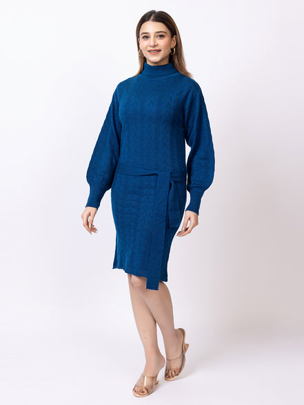Blue Solid Dress