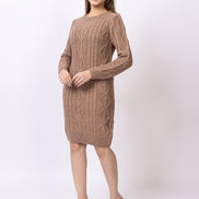 Beige Solid Dress