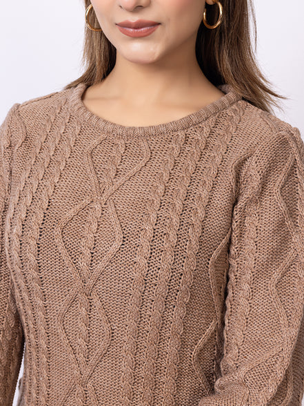 Beige Solid Dress
