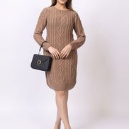 Beige Solid Dress