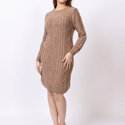 Beige Solid Dress
