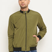 Olive Mock Neck  Front Zipper Jacket