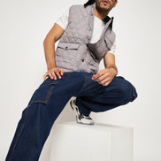 Grey Front Zipper Jacket