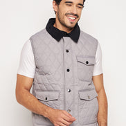 Grey Front Zipper Jacket