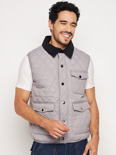 Grey Front Zipper Jacket