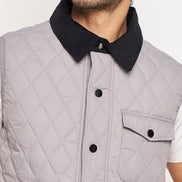 Grey Front Zipper Jacket