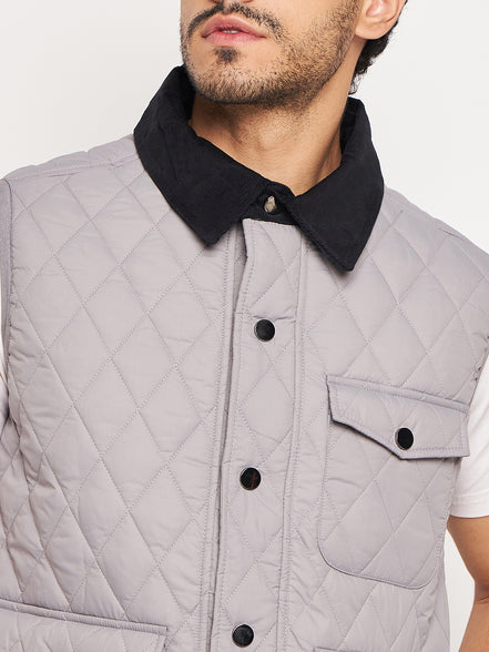 Grey Front Zipper Jacket