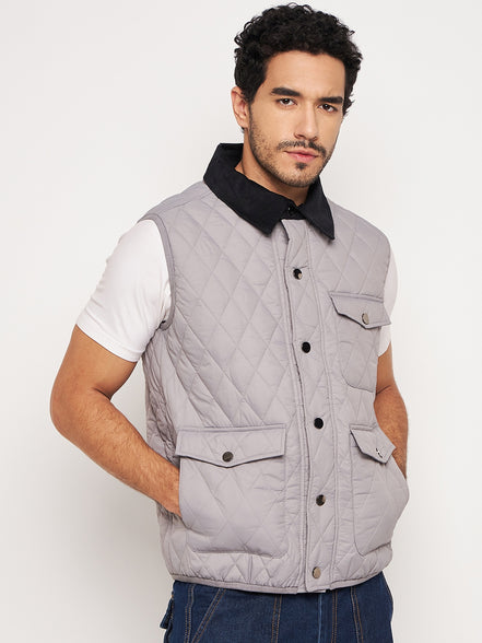 Grey Front Zipper Jacket