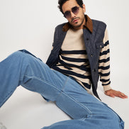 Navy Front Zipper Jacket