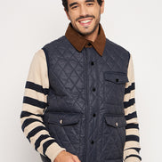 Navy Front Zipper Jacket