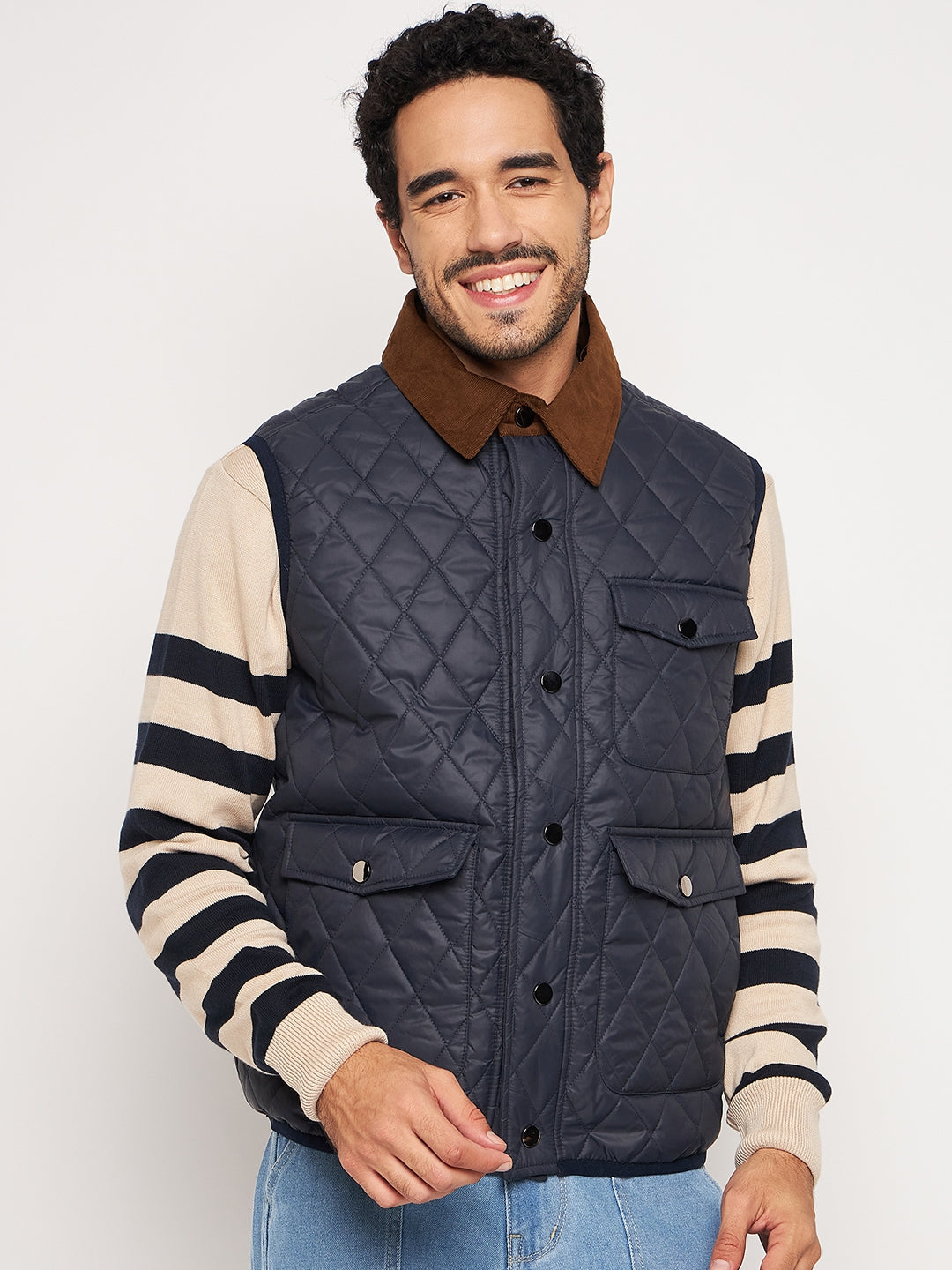 Navy Front Zipper Jacket