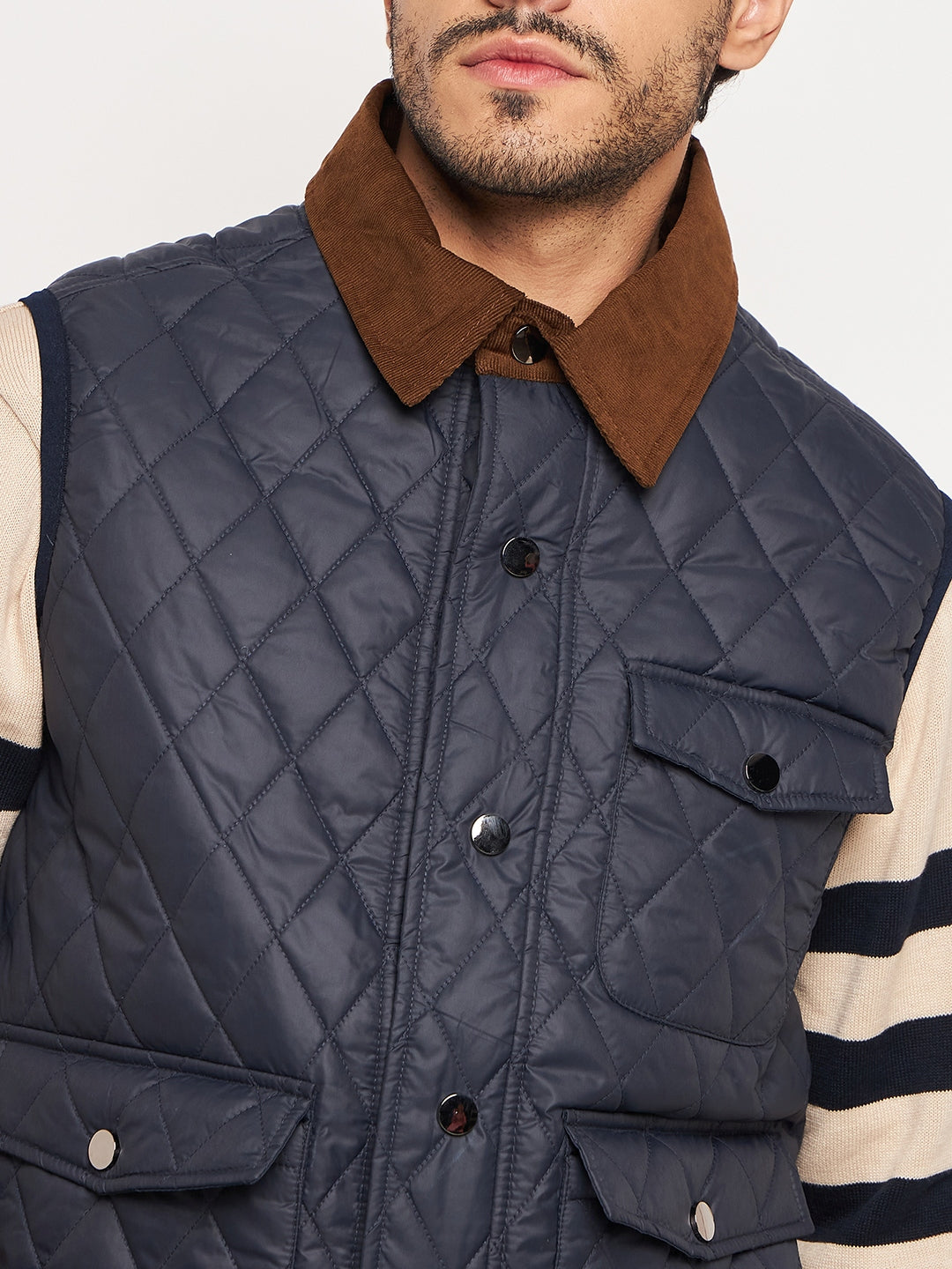 Navy Front Zipper Jacket