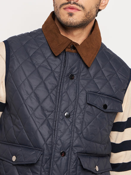Navy Front Zipper Jacket