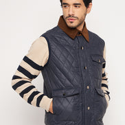 Navy Front Zipper Jacket