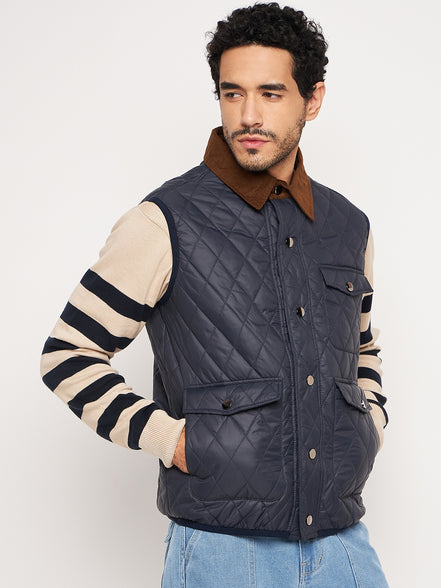 Navy Front Zipper Jacket