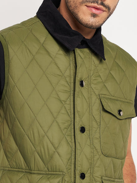 Olive Front Zipper Jacket