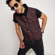 Wine Front Zipper Jacket