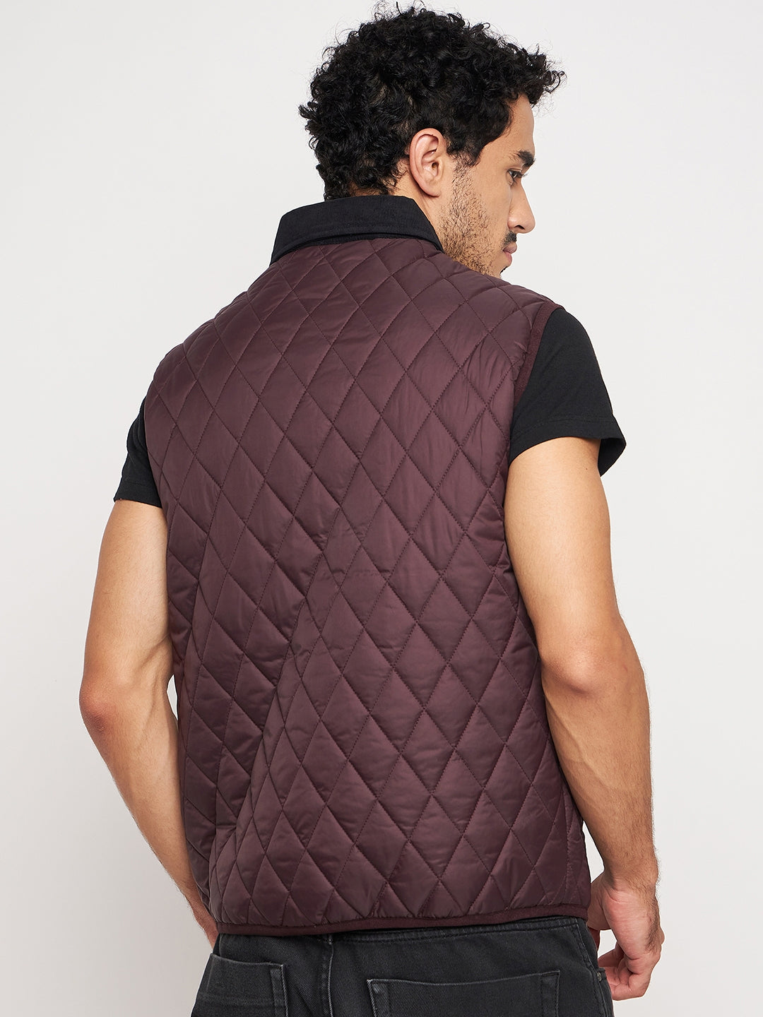Wine Front Zipper Jacket